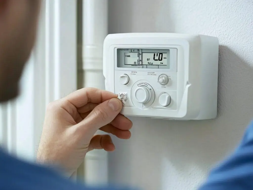 A central heating thermostat in a modern home